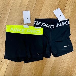 Bundle Set of 2 Nike Pro Shorts Black Neon Yellow Shorts Nike DRI-FIT